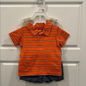Carter's Orange Striped Polo Shirt and shorts set